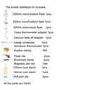 Laboy Glass Revised Simple Distillation Apparatus Kit Distilling Set with 24/40 Joints Organic Chemistry Lab Glassware Equipment Lab Clamps Included