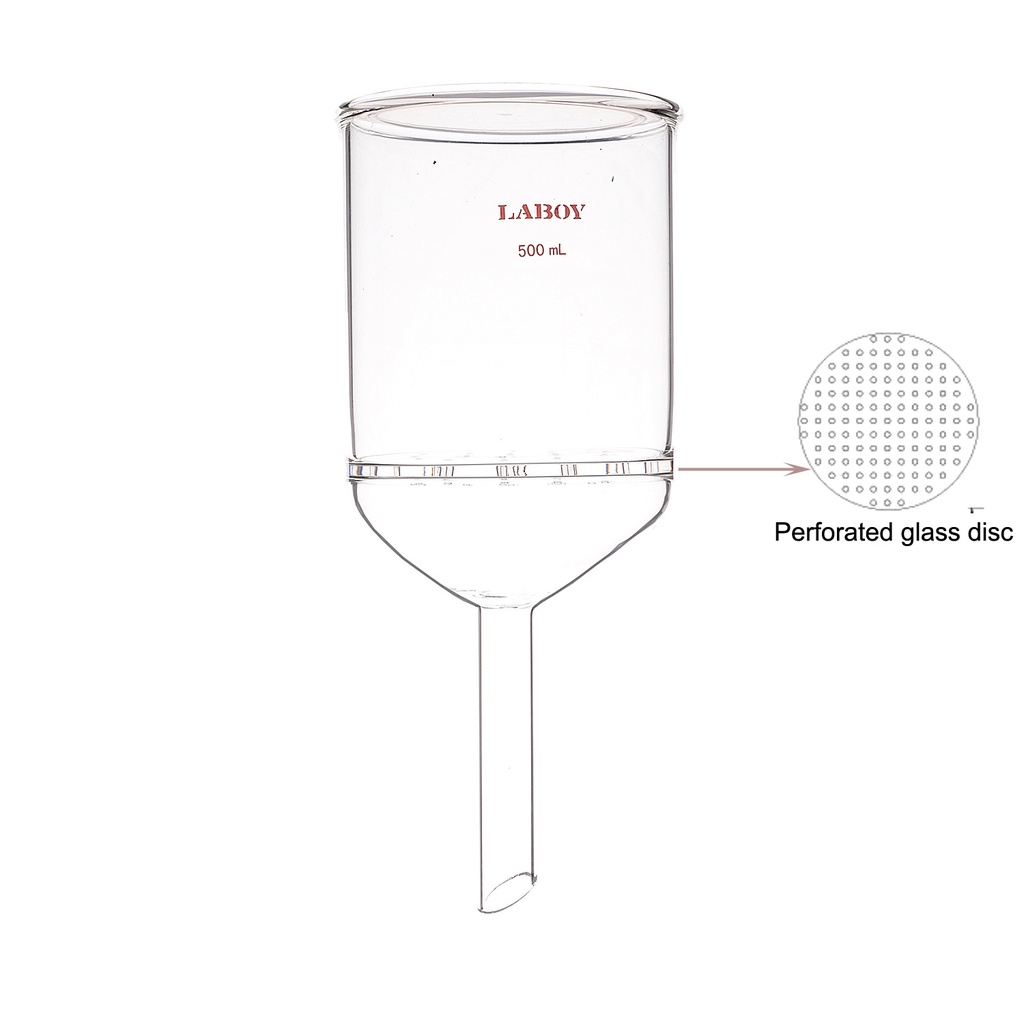 Laboy Glass Buchner Filter Funnel With 90mm O.D.Perforated Plate 500ml