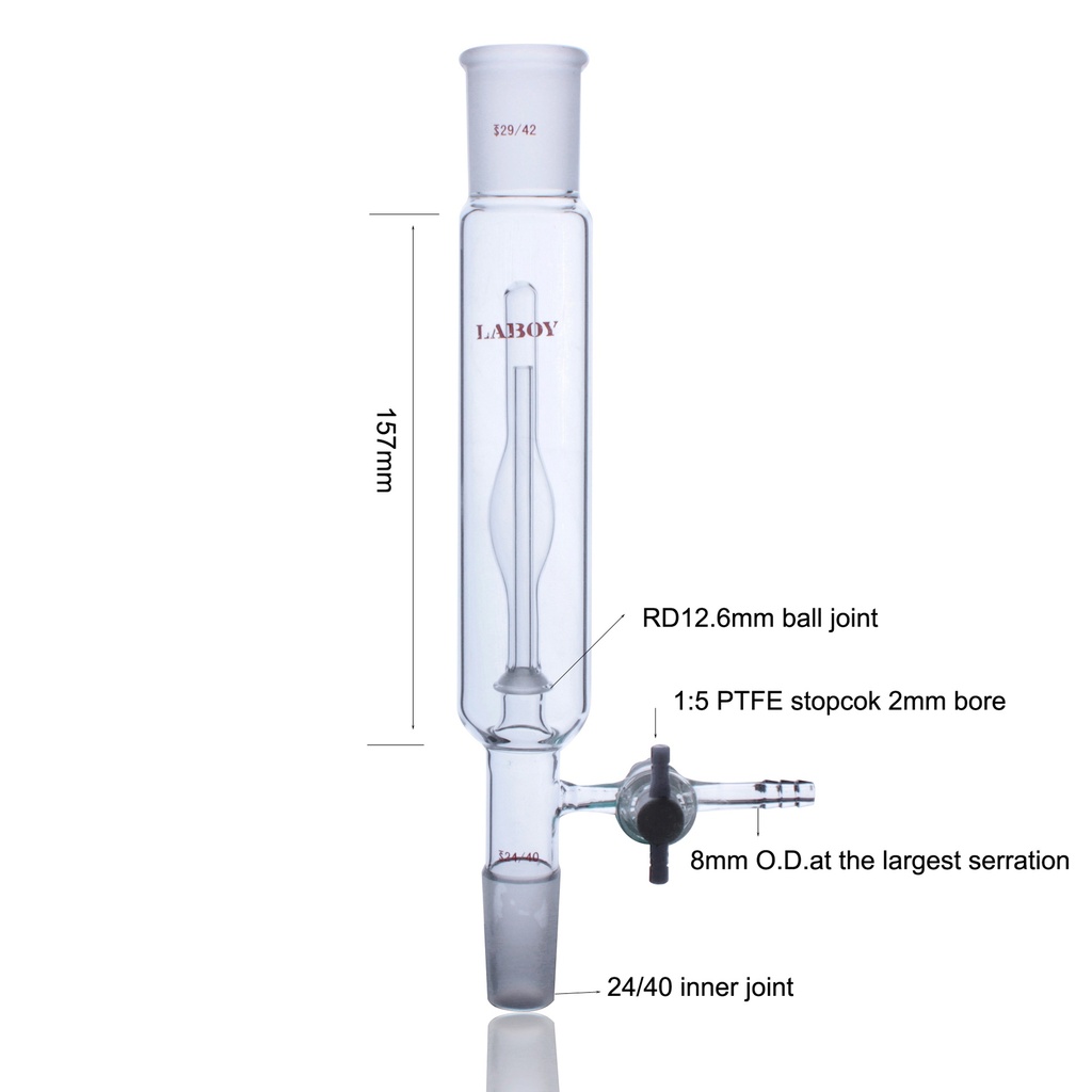 Laboy Glass Bubbler with Small Ball Joints for Pressure Control
