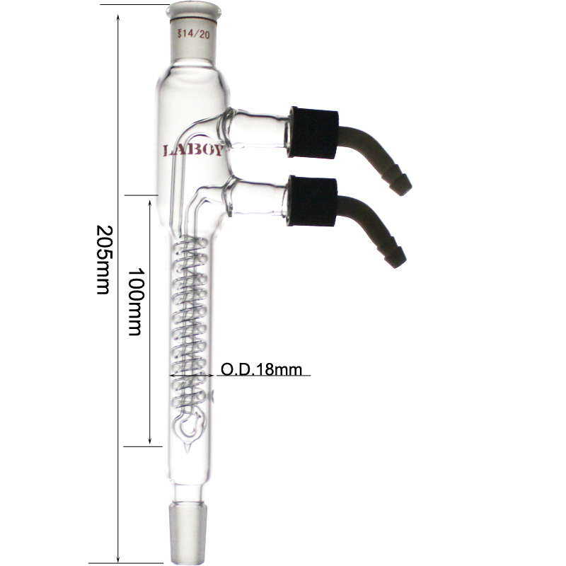 Laboy Glass Reflux Condenser With Removable Hose Connections
