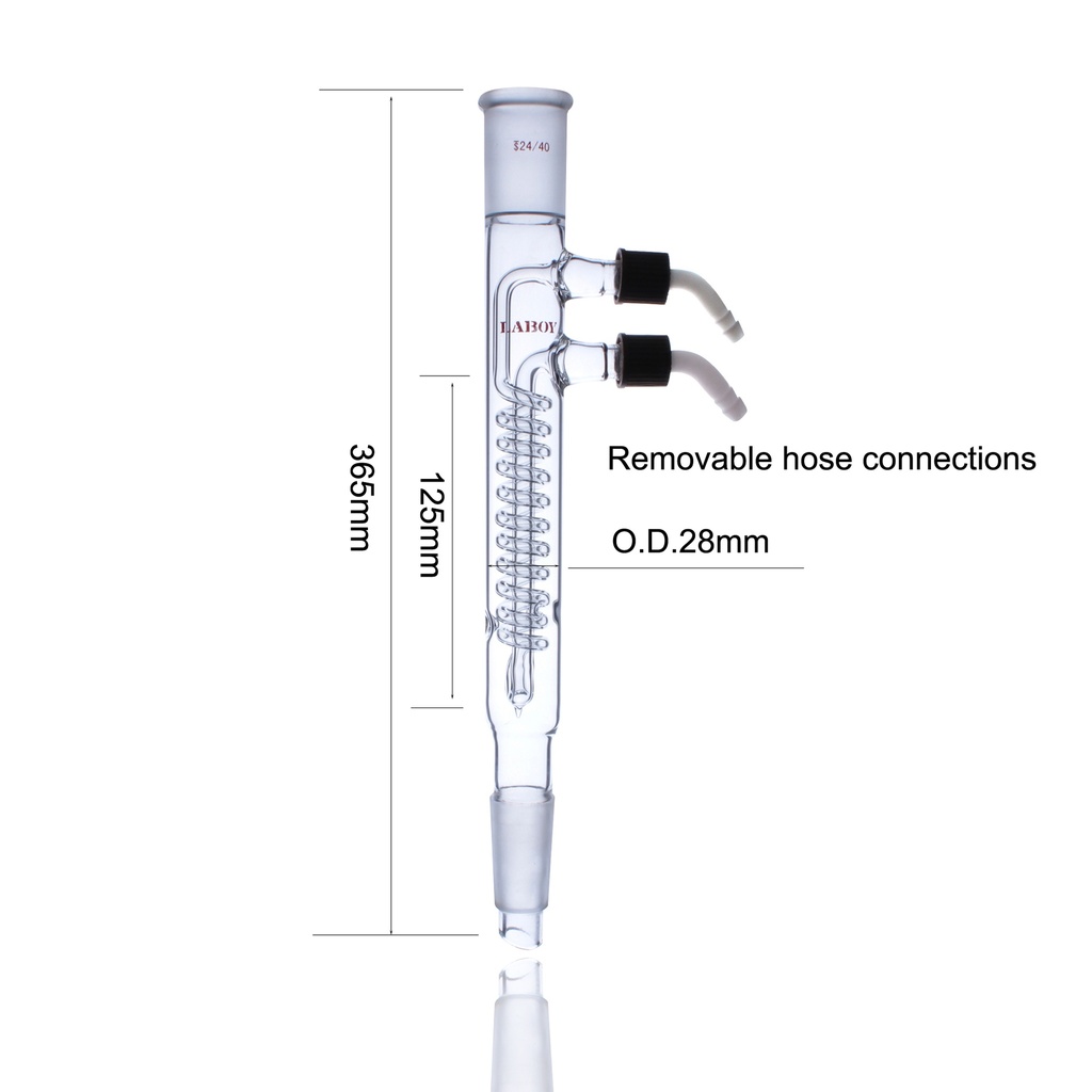 Laboy Glass Reflux Condenser With Removable Hose Connections