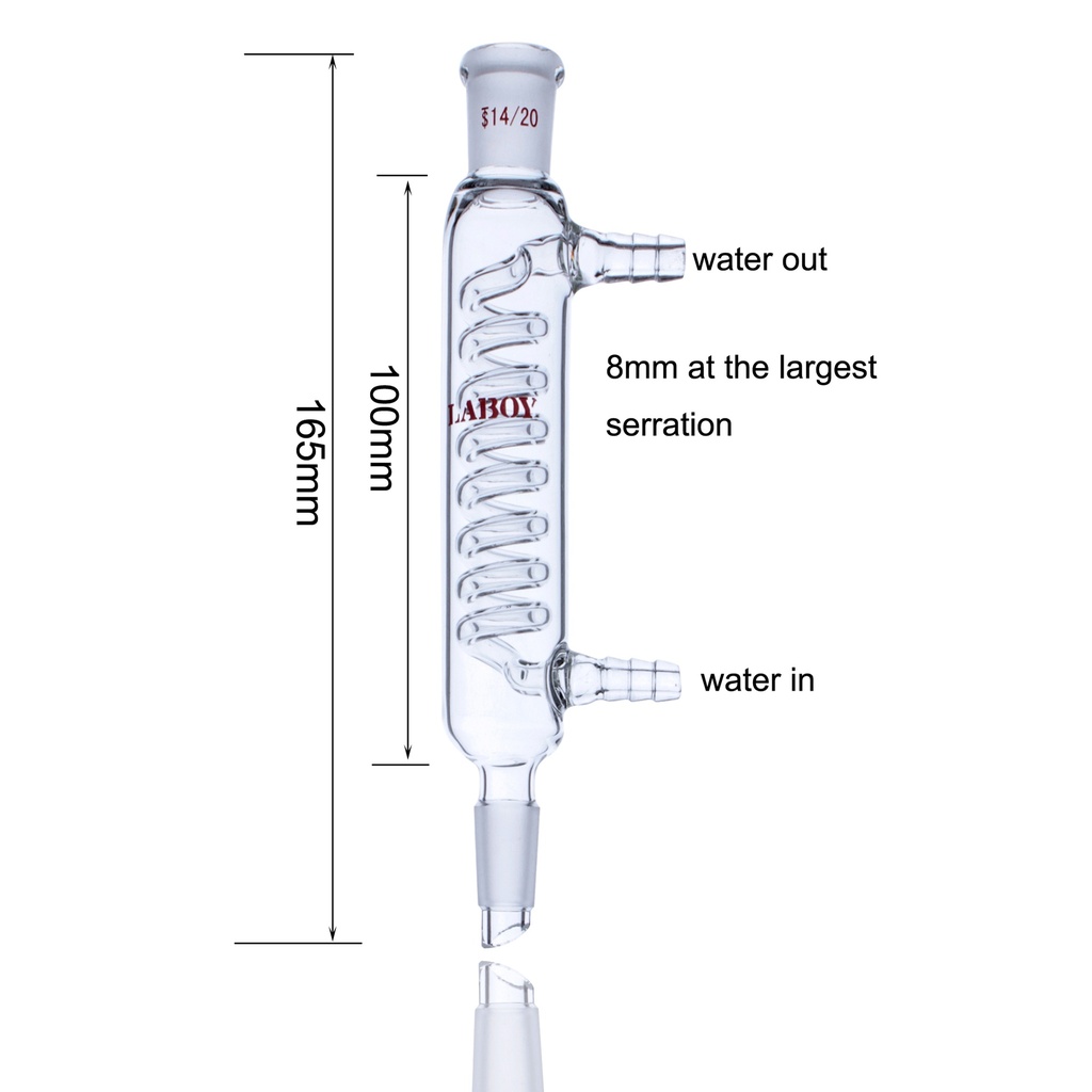Laboy Glass Coiled Condenser for Efficient Distillation and Reflux