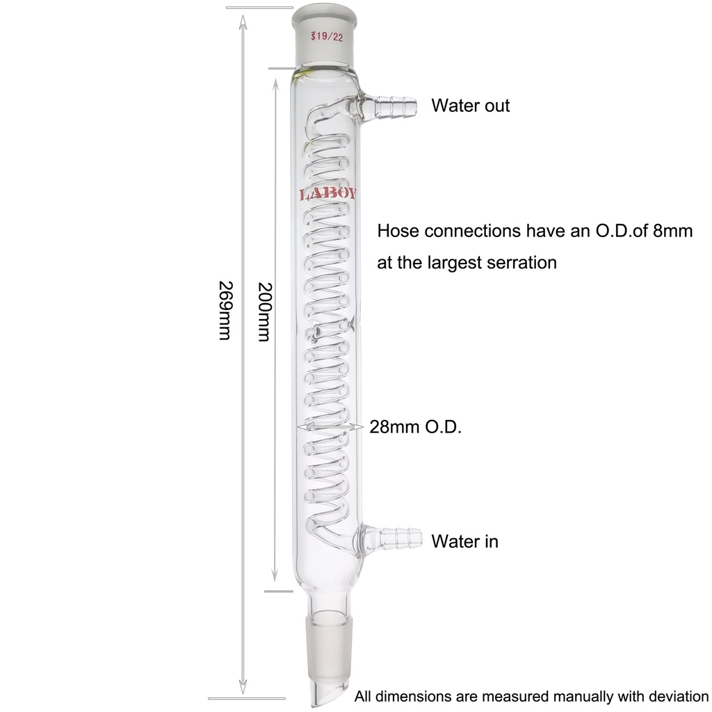 Laboy Glass Coiled Condenser for Efficient Distillation and Reflux