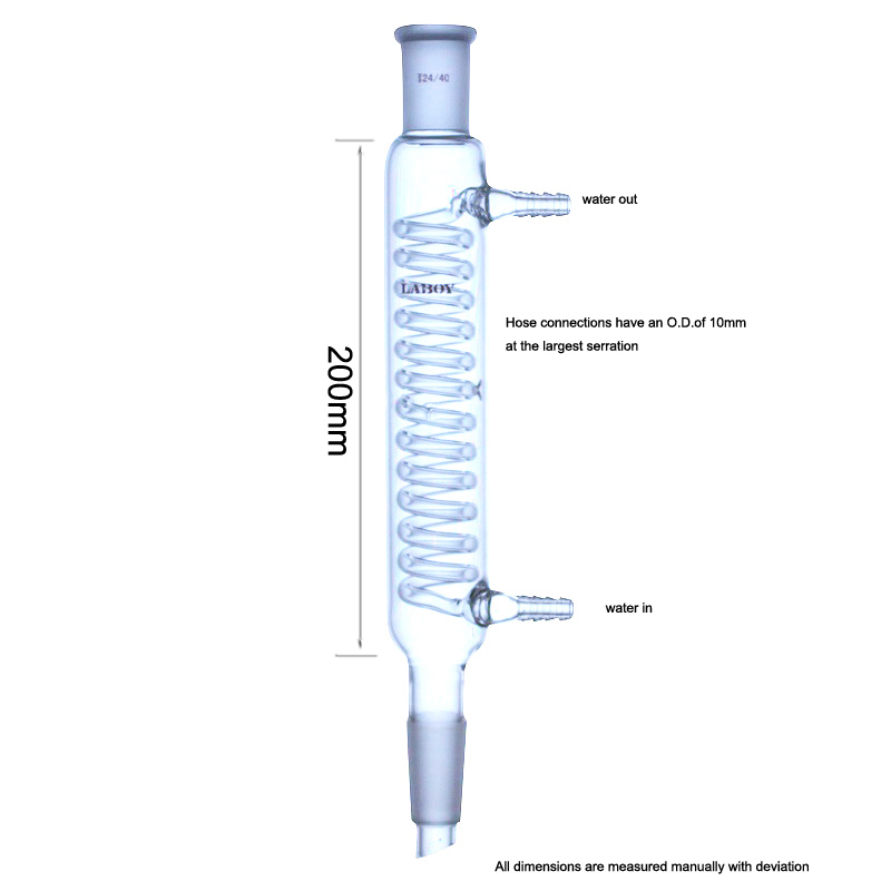 Laboy Glass Coiled Condenser for Efficient Distillation and Reflux
