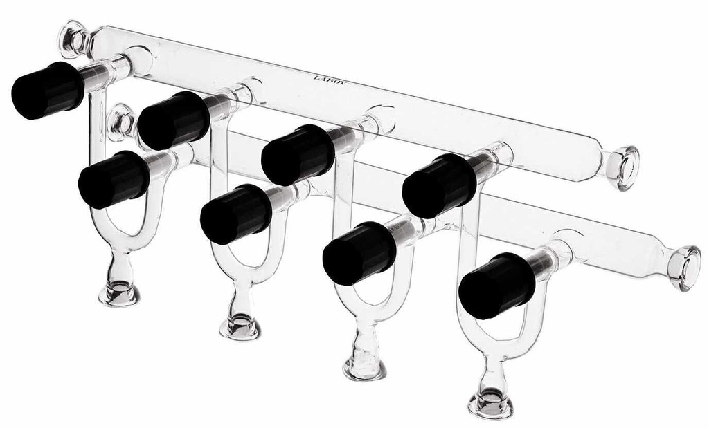 Laboy Glass Double Bank Vacuum Gas Manifold with 15# O-Ring Joints and High Vacuum Valves