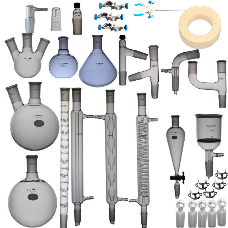 Laboy Glass Organic Chemistry Lab Glassware Kit Laboratory Glassware (33 items)
