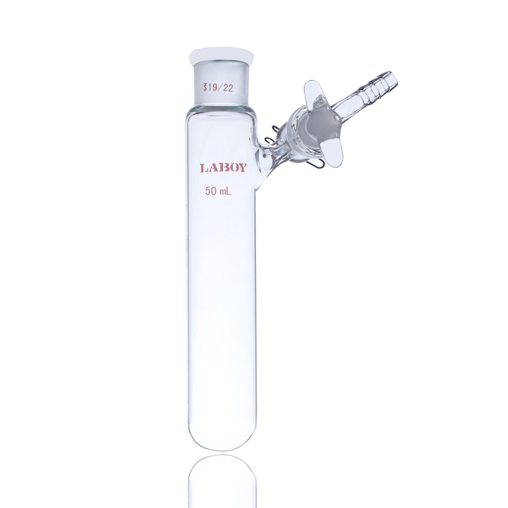 Laboy Glass Reaction Tube With Outer Joint And Glass Stopcock at Side Arm