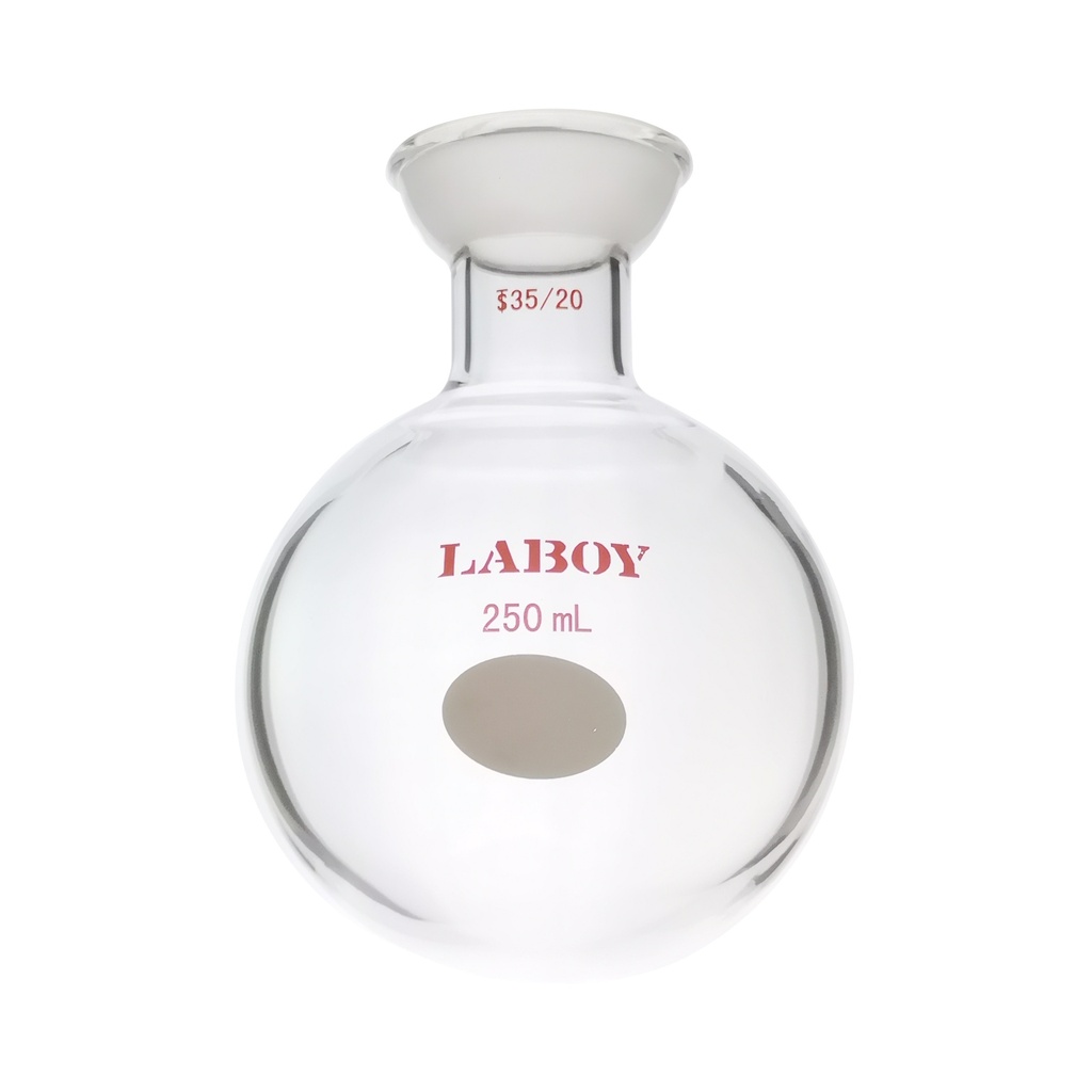 Laboy Glass Round Bottom Flask with 35/20 Spherical Joint - Resistant to Fracturing, Ideal for High-Temperature Operations