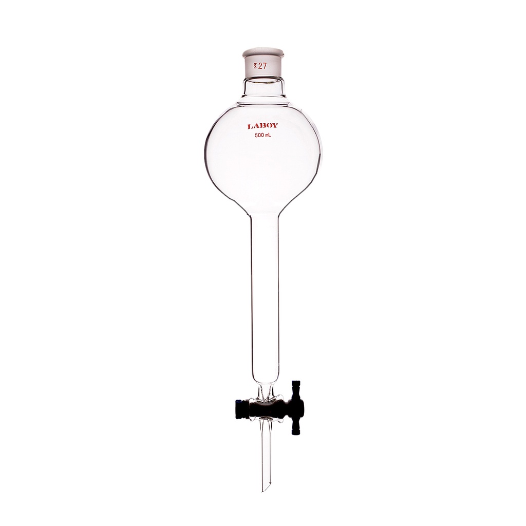Laboy Glass Separatory Funnel with Top Joint and PTFE Stopcock - Globe Shape for Secure Handling