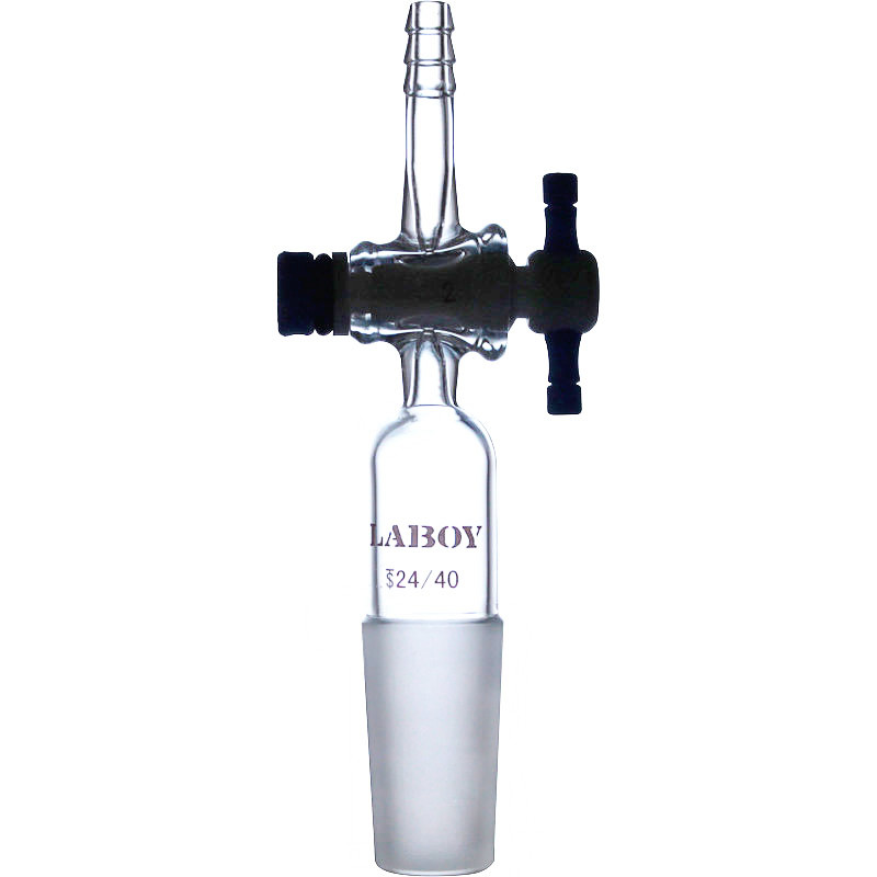 Laboy Glass Vacuum Flow-Control Adapter Straight With PTFE Stopcock