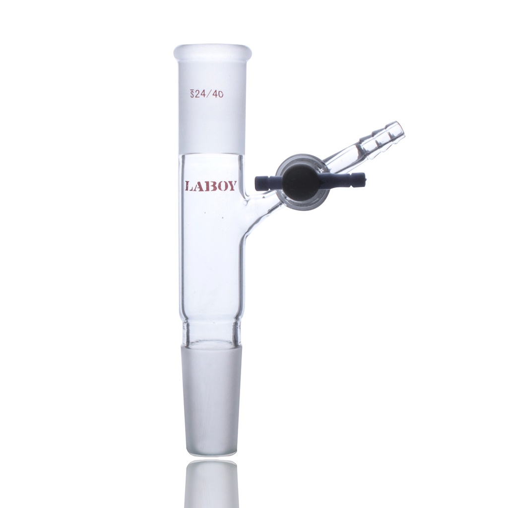Laboy Glass Vacuum Flow-Control Adapter With PTFE Stopcock At 45 Degree Angle