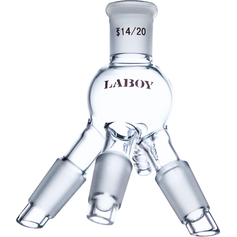 Laboy Glass 3-Way Cow-type Distillation Receiver for Fraction Collection with Hose Connection