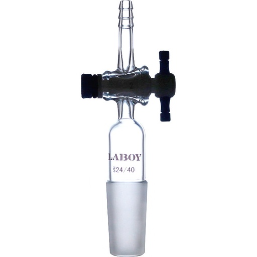 Laboy Glass Vacuum Flow-Control Adapter Straight With PTFE Stopcock