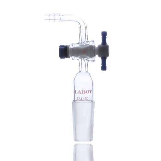 Laboy Glass Vacuum Flow-Control Adapter With PTFE Stopcock 90Dgr Bent