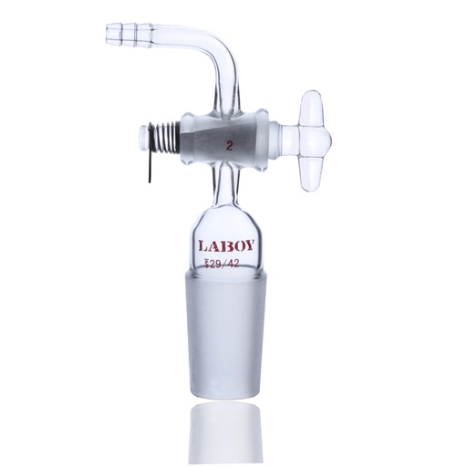 Laboy Glass Vacuum Flow-Control Adapter With Glass Stopcock 90Dgr Bent