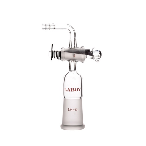 Laboy Glass Vacuum Flow-Control Adapter with Outer Joint and Glass Stopcock - 90-Degree Bent