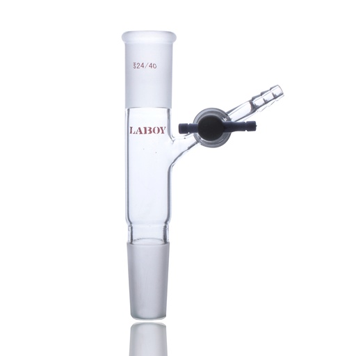 Laboy Glass Vacuum Flow-Control Adapter With PTFE Stopcock At 45 Degree Angle