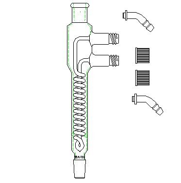 Laboy Glass Reflux Condenser 100Mm In Coil Length With Removable Hose Connections