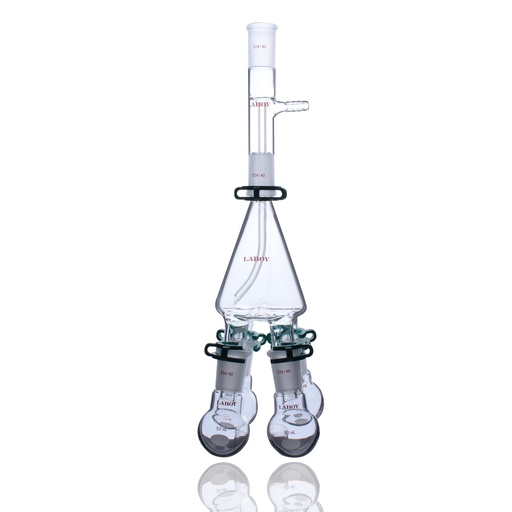 Laboy Glass Distillation Receiving Set with Rotating Cow Receiver Vertical Orientation