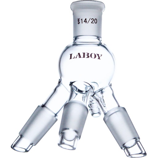 Laboy Glass 3-Way Cow-type Distillation Receiver for Fraction Collection with Hose Connection