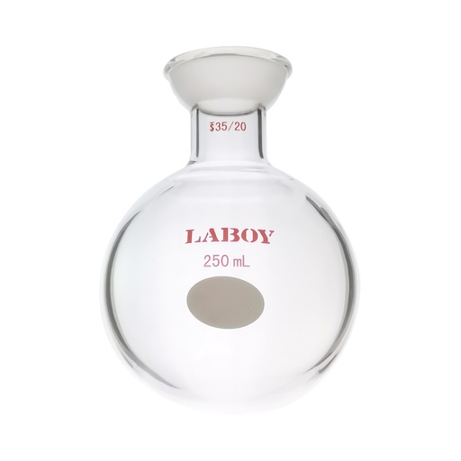 Laboy Glass Round Bottom Flask with 35/20 Spherical Joint - Resistant to Fracturing, Ideal for High-Temperature Operations
