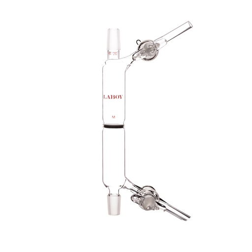 Laboy Glass Filter Funnel with Dual Inner Joints, Fritted Disc, and Glass Stopcocks