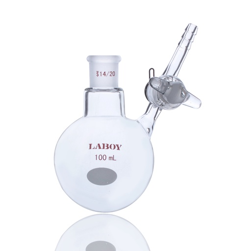 Laboy Heavy Wall Round Bottom Schlenk Flask with Glass Stopcock - 50mL to 500mL