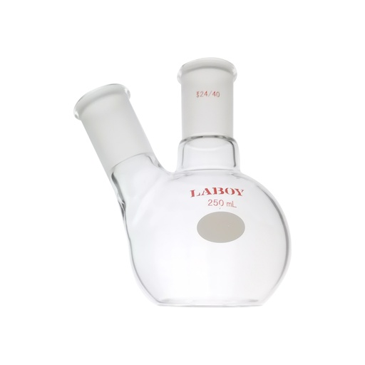 Laboy Glass 2-neck Flat Bottom Boiling Flask with Dual Standard Taper Outer Joints