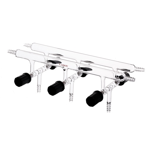 Laboy Glass Double Maniflod Vacuum Gas Distributor For Schlenk Line  With High Vauum Valves  Air-Free Chemistry Lab Glassware