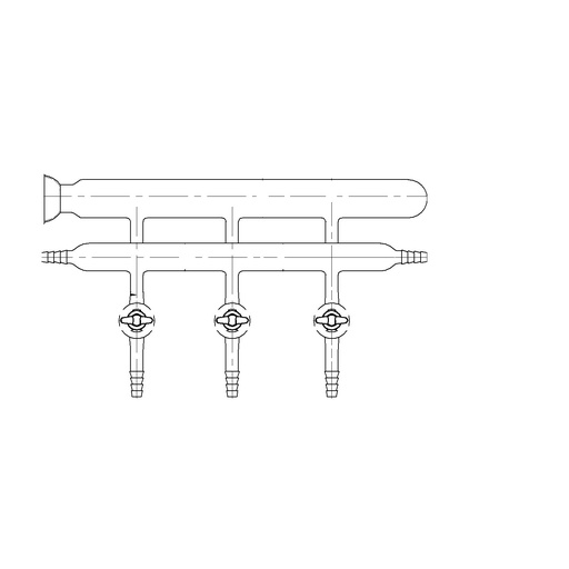 Laboy Glass Double Maniflod Vacuum Gas Distributor With Hollow Glass Stopcocks & 35/20 Spherical Joint Air-Free Chemistry Lab Glassware