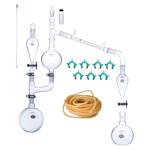 [HMK22] Laboy Glass Steam Distillation Apparatus For Essential Oil Extraction Lab Glassware Kit(5 items)
