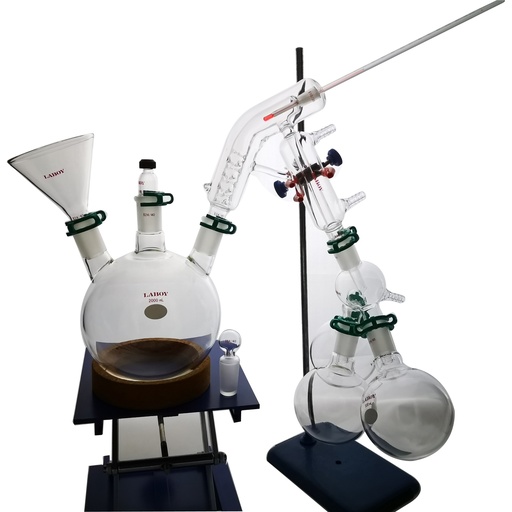 [HMK37] Laboy Glass 2000mL 24/40 Distillation Set Distilling Apparatus Organic Chemistry Lab Glassware Kit