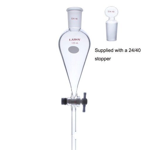 Laboy Glass Conical Separatory Funnel with Joint at Top & PTFE Stopcock Pear Shaped Lab Glass Funnel Lab Glassware